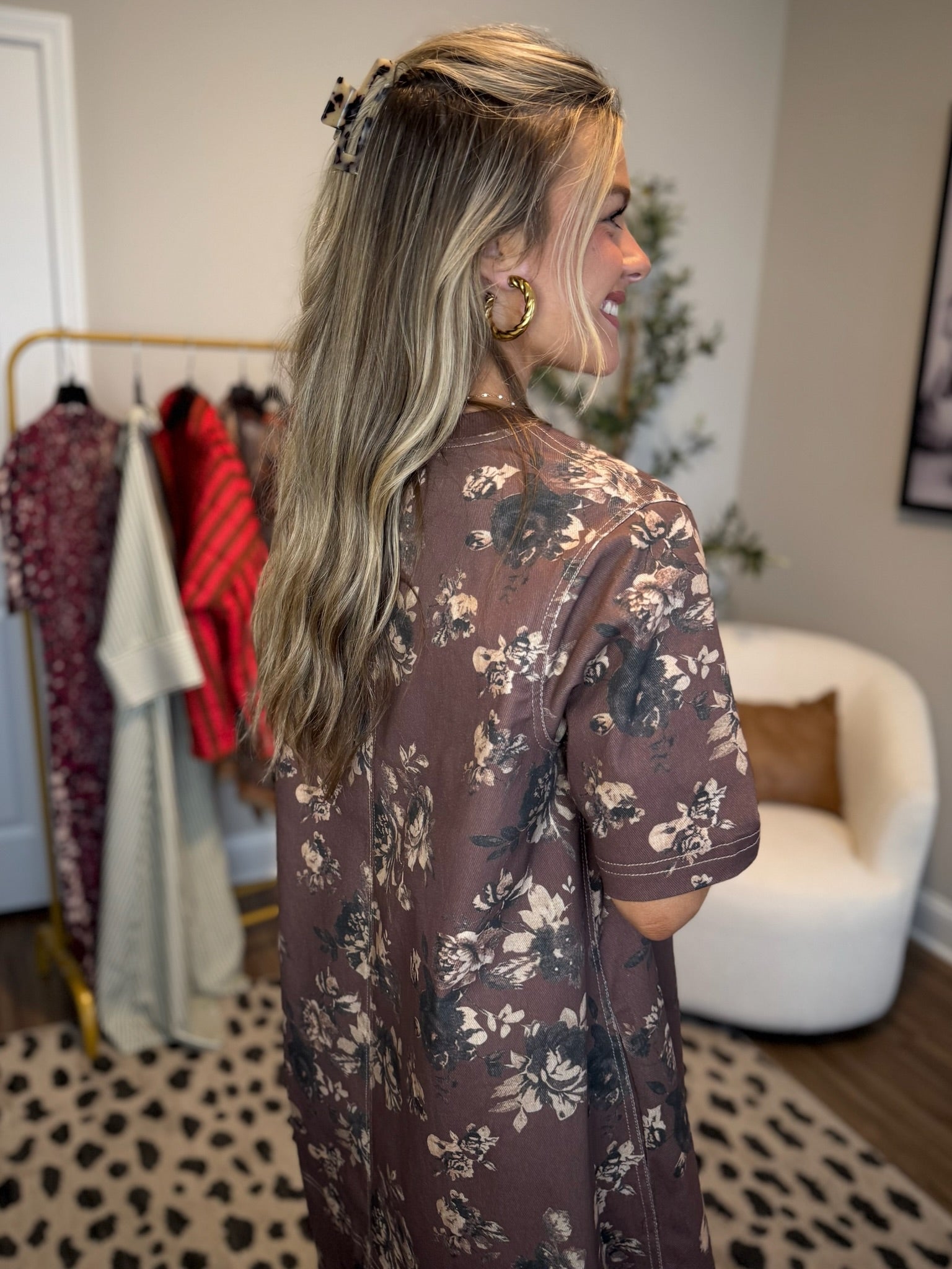 Espresso Yourself In Florals Denim Dress