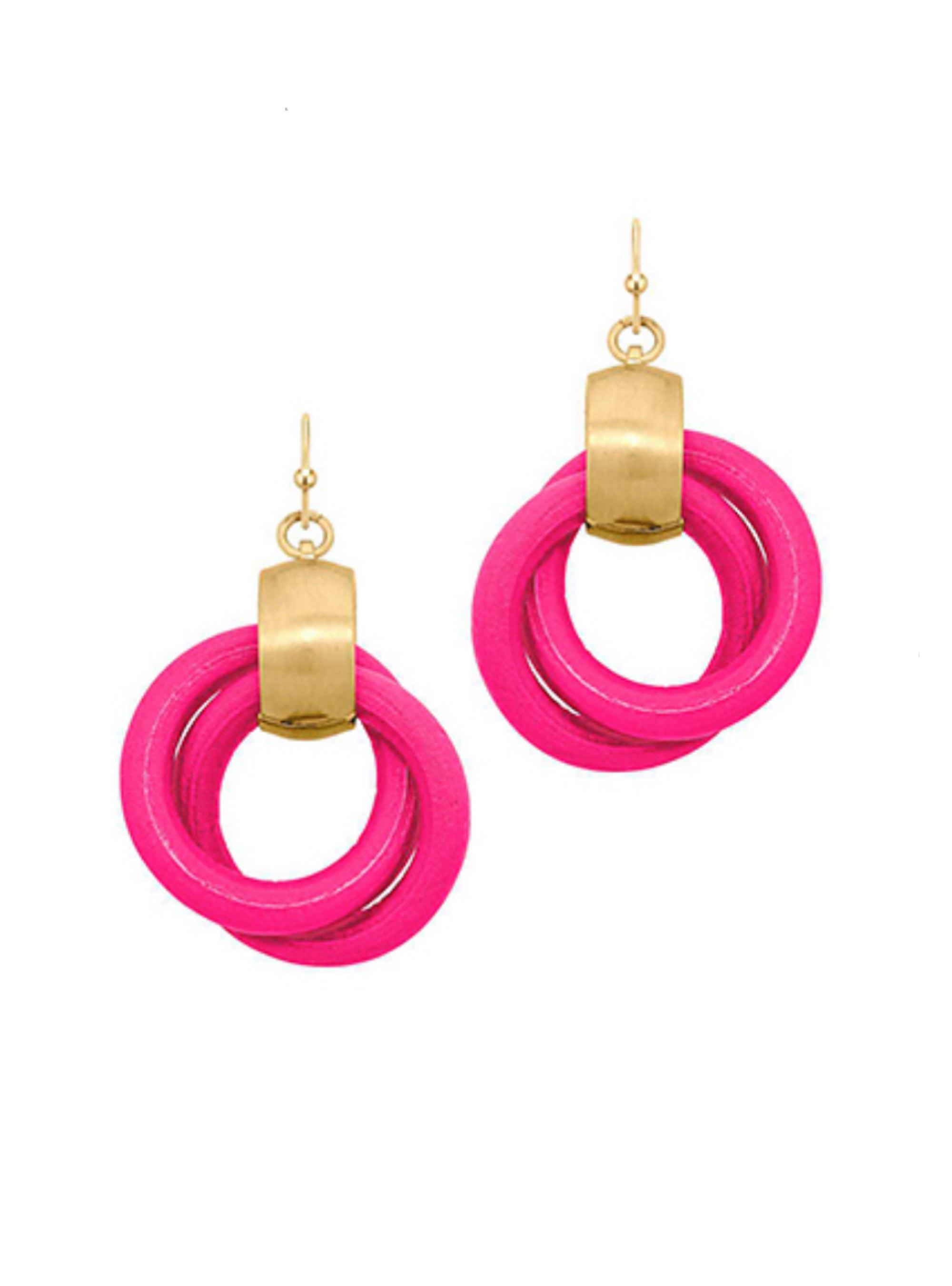 Wood Luck Charlie Earrings - Fuchsia