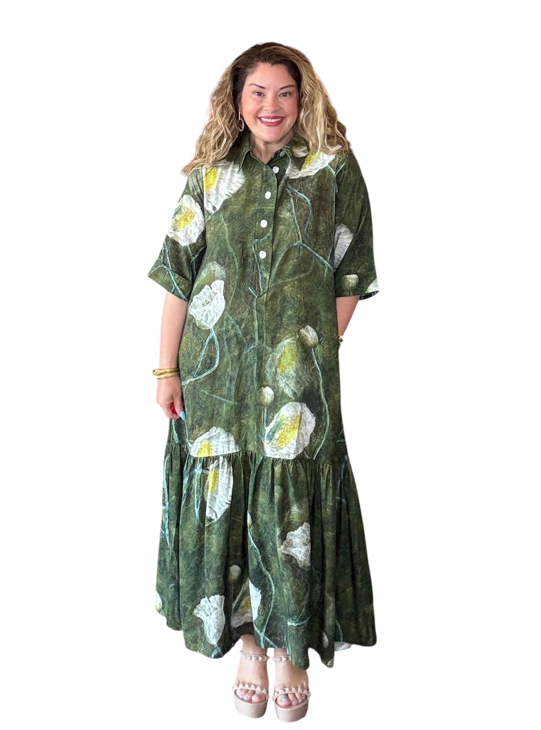 Lior Vega Olive Watercolor Dress