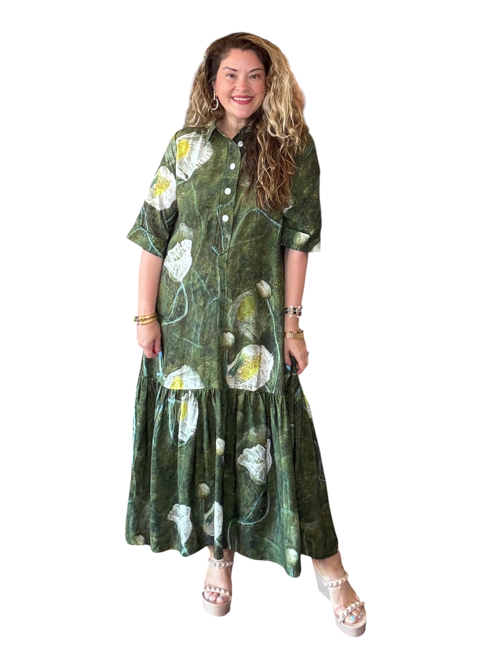 Lior Vega Olive Watercolor Dress