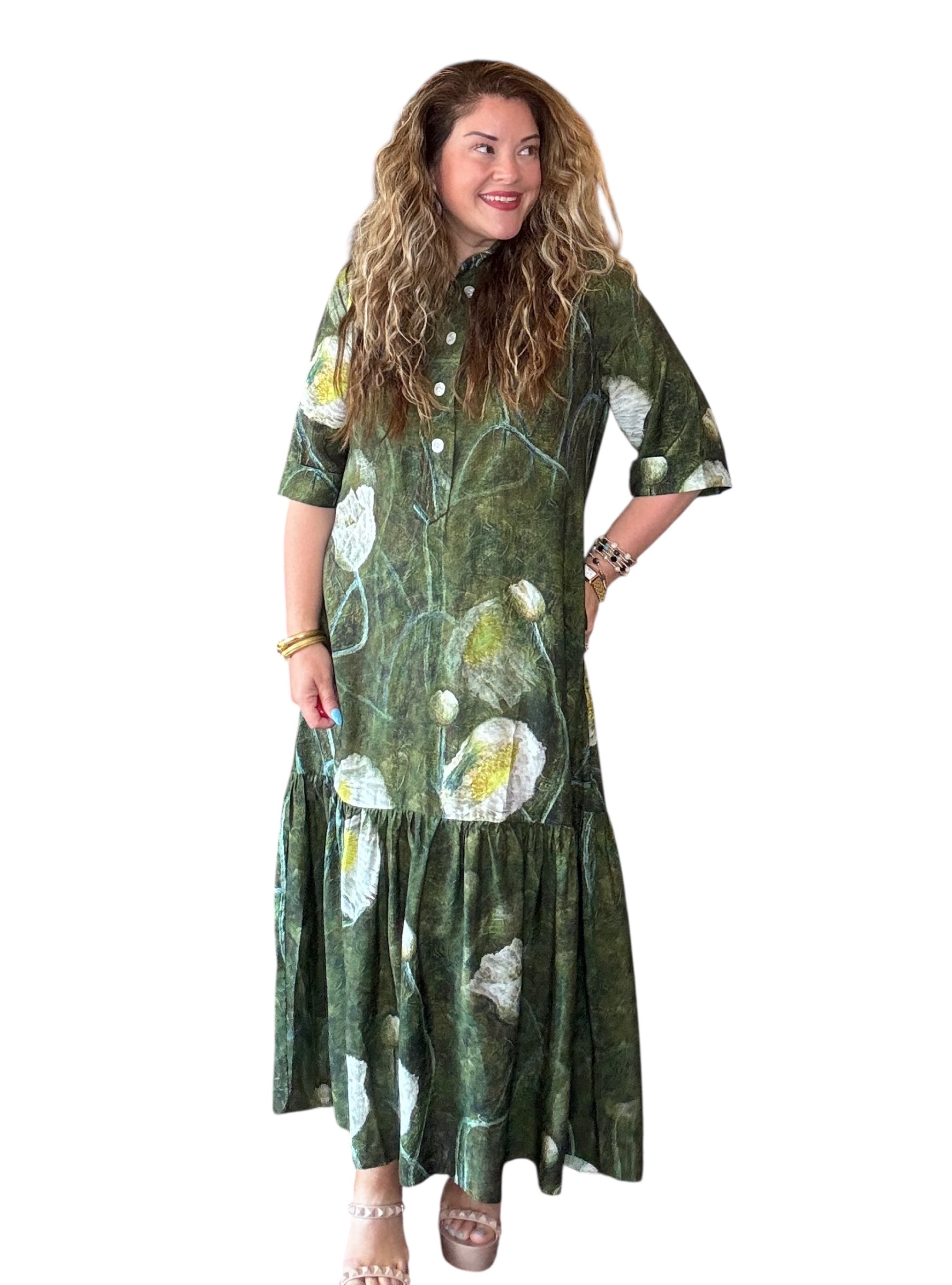 Lior Vega Olive Watercolor Dress