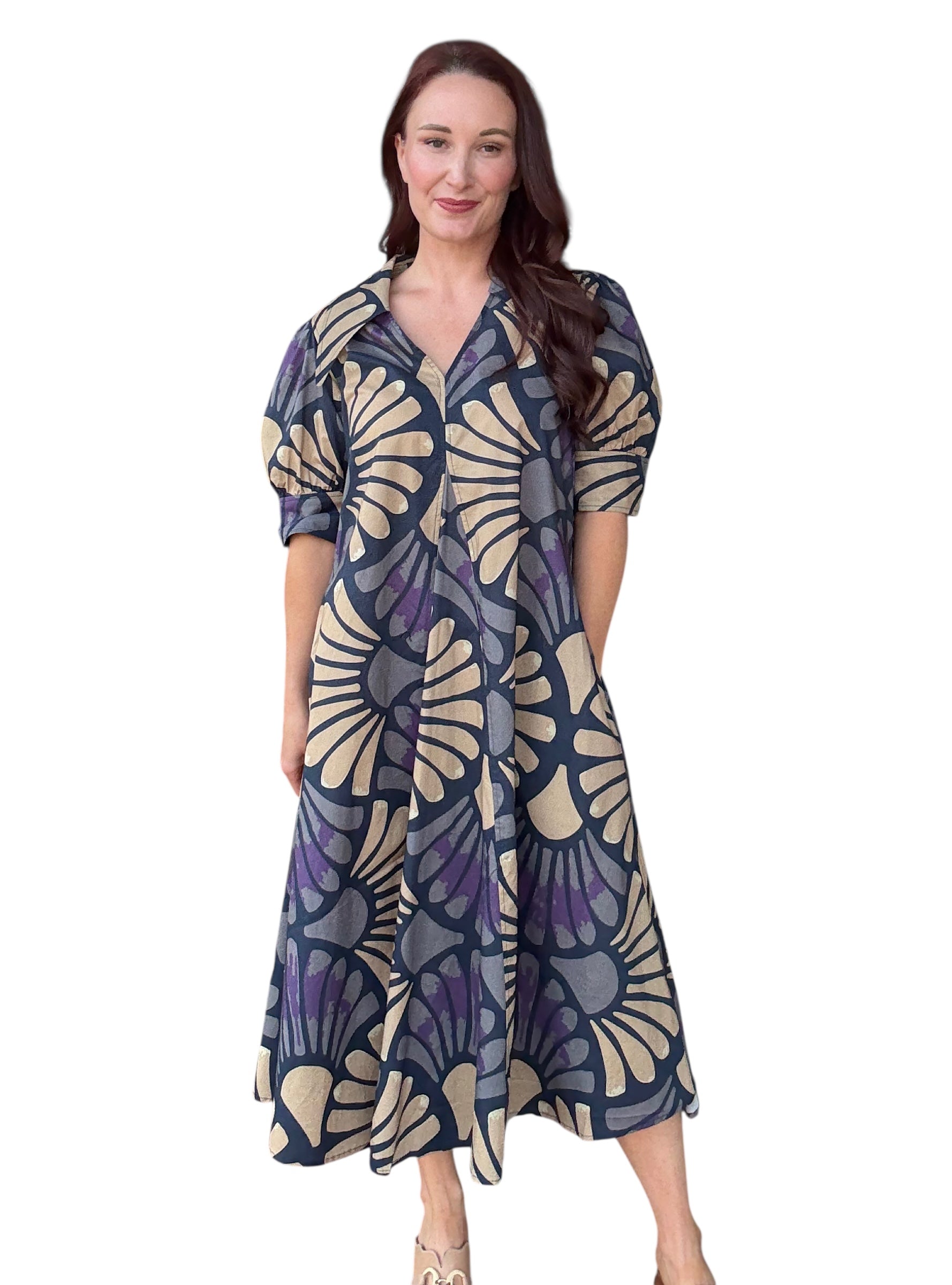 Lior Amber Printed Midi Dress - Navy Floral