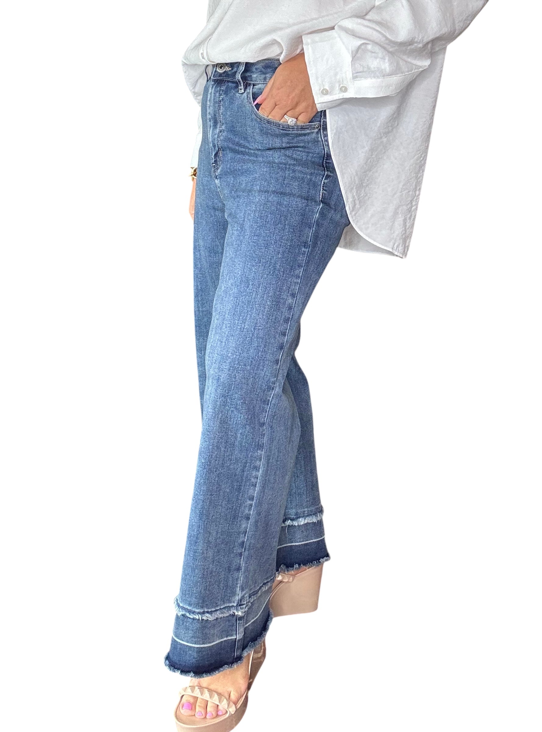 Charlie B Cropped Fringe Jeans