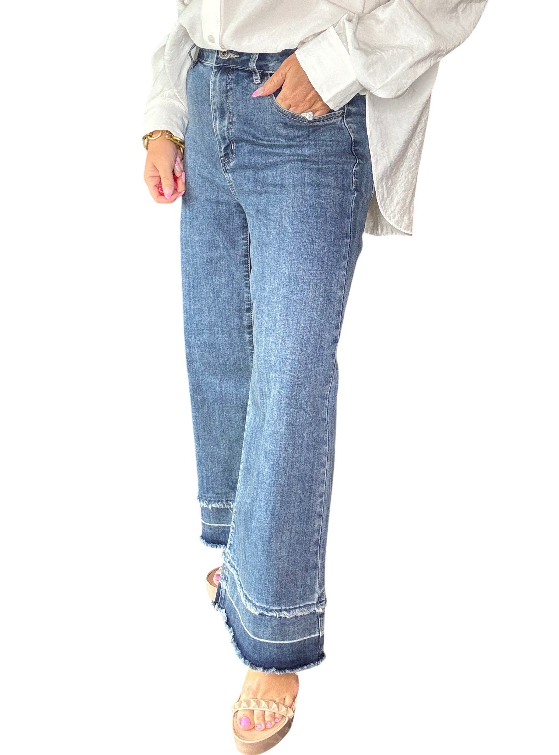 Charlie B Cropped Fringe Jeans