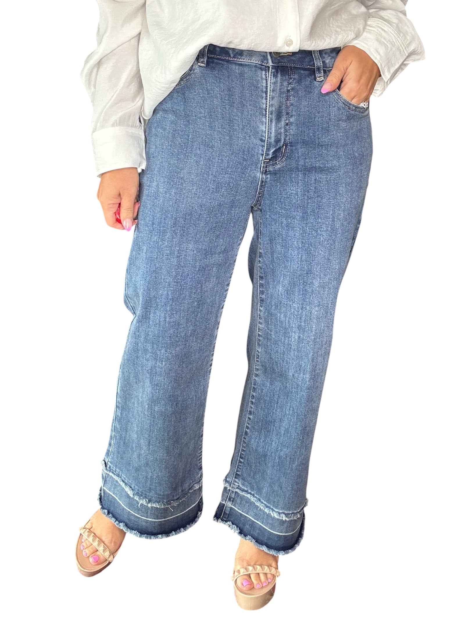 Charlie B Cropped Fringe Jeans