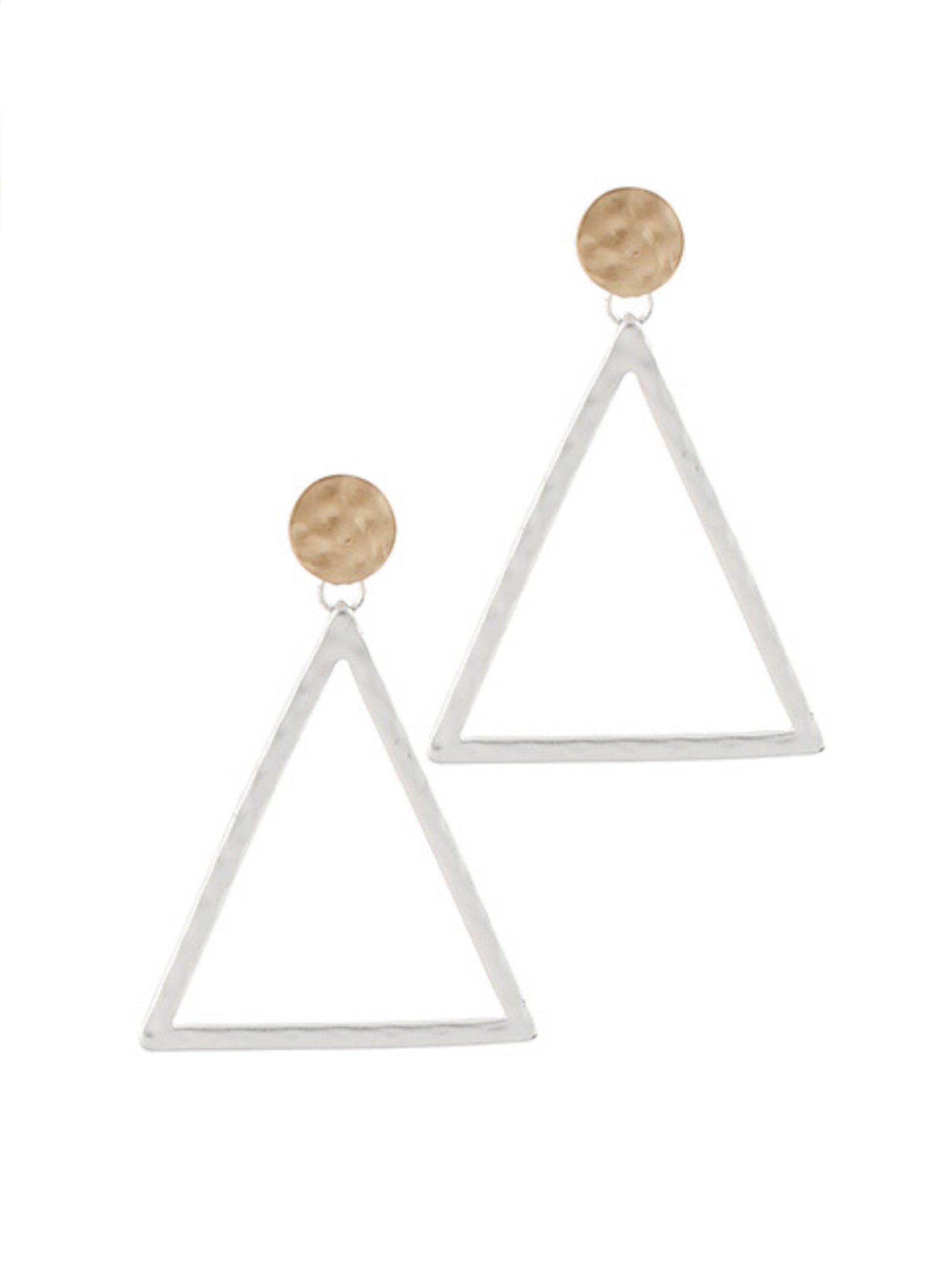 Triangle of Love Earrings - Matte Silver