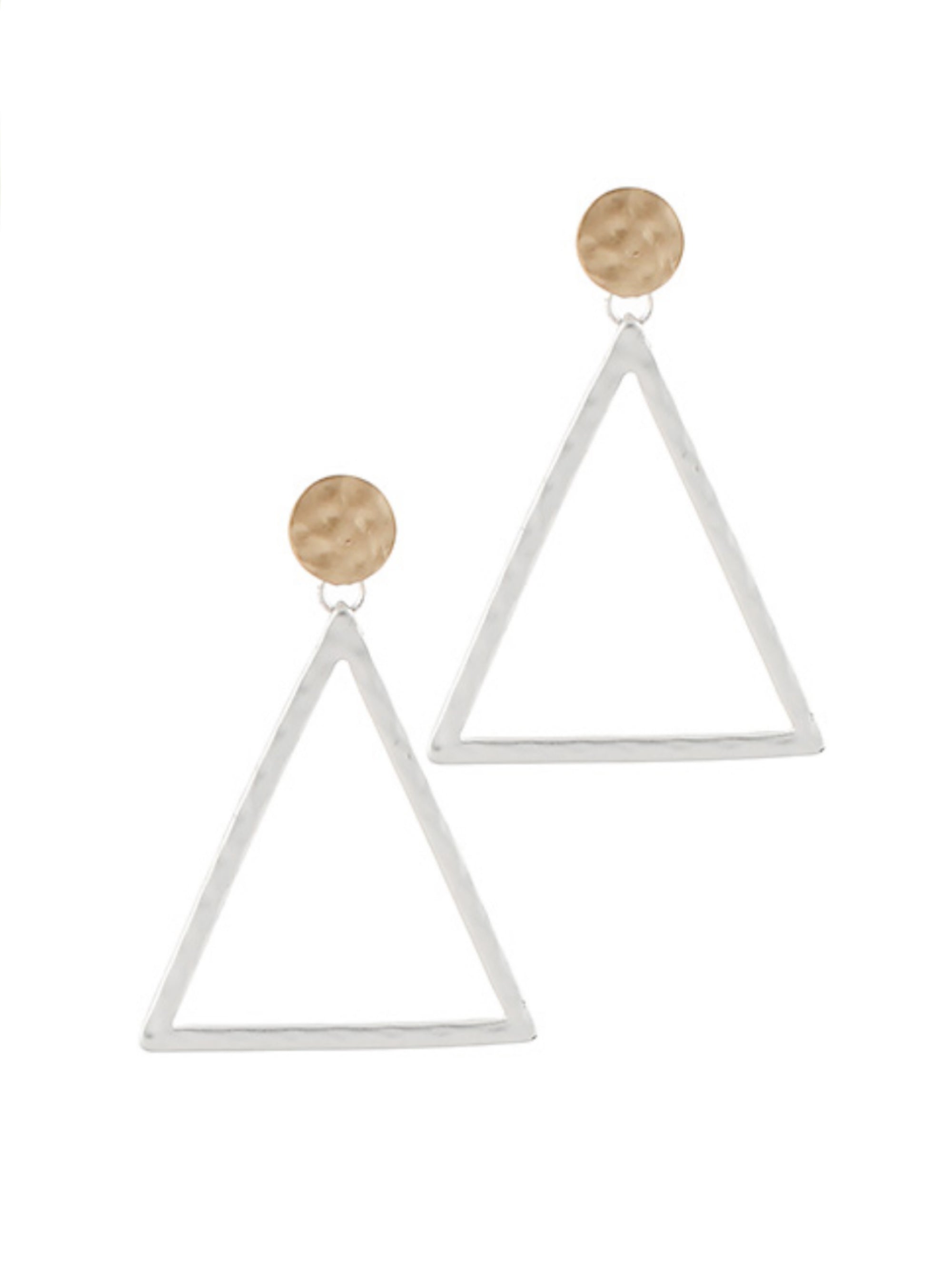 Triangle of Love Earrings - Matte Silver